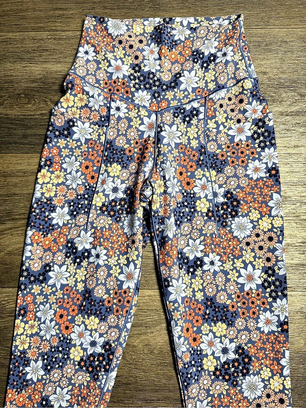Aerie Floral Leggings in Blue & Orange Small Like New